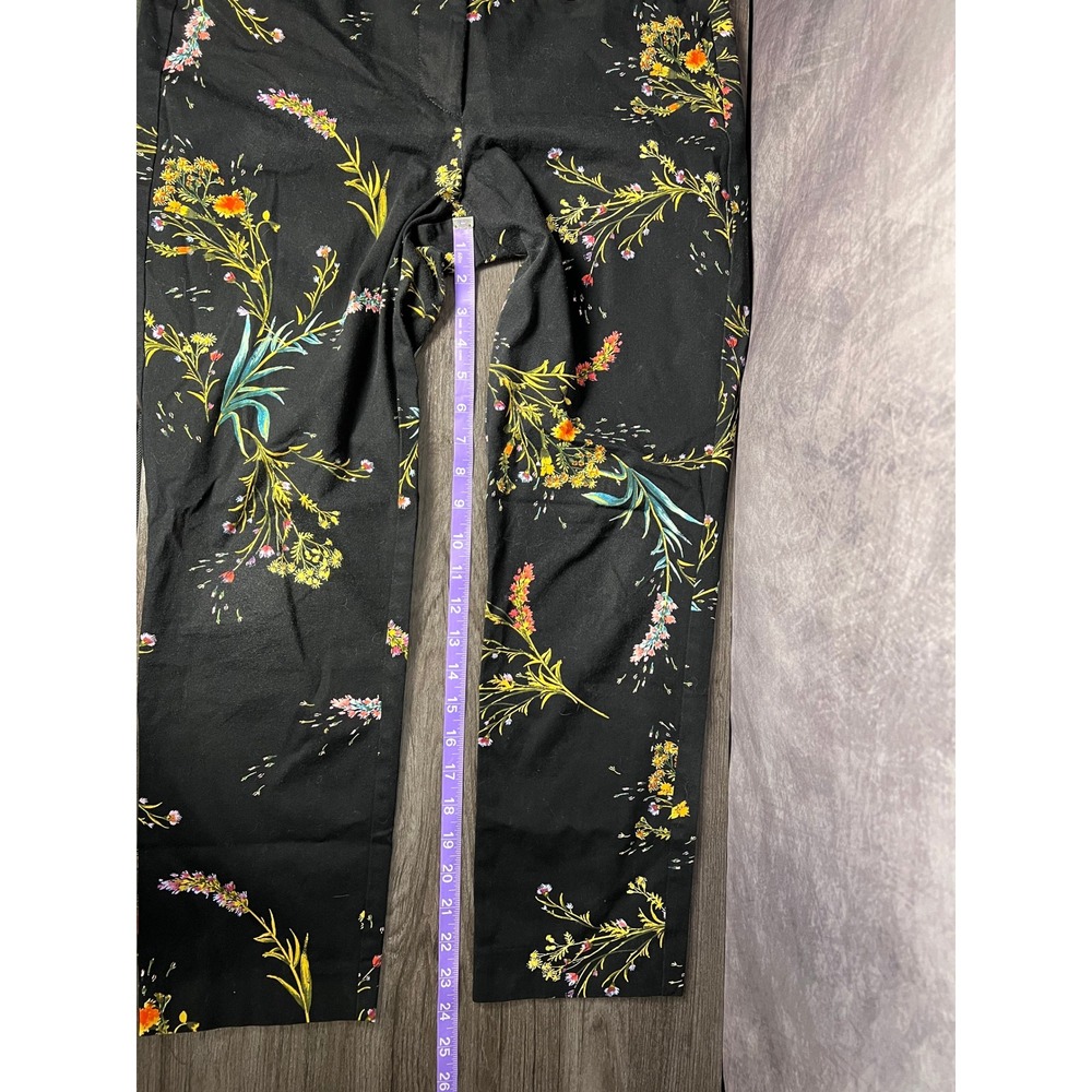 Worthington Black Floral Ankle Pants Modern Fit Stretch Women's Size 8 Cotton - Picture 8 of 8